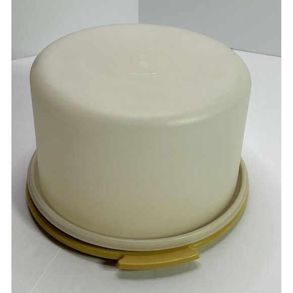 Vintage Tupperware Classic YELLOW round Cake Carrier 10" - Picture 3 of 16